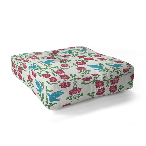 Belle13 Love and Peace floral bird pattern Floor Pillow Square