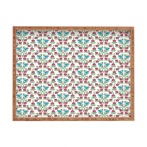 Belle13 Love and Peace floral bird pattern Rectangular Tray