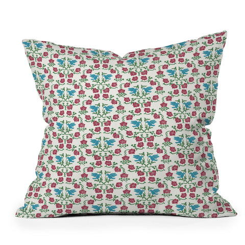 Belle13 Love and Peace floral bird pattern Throw Pillow