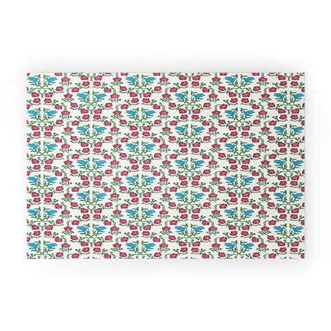 Belle13 Love and Peace floral bird pattern Welcome Mat