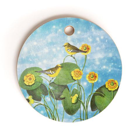 Belle13 Love Chirp on Water Lilies Cutting Board Round