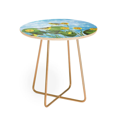 Belle13 Love Chirp on Water Lilies Round Side Table