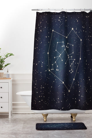 Belle13 Love Written in the Stars Shower Curtain And Mat