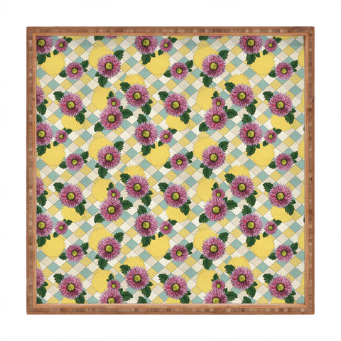Belle13 Pink Daisies Square Tray