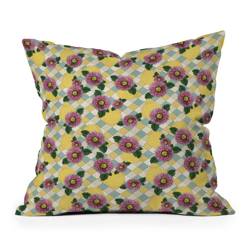 Belle13 Pink Daisies Throw Pillow