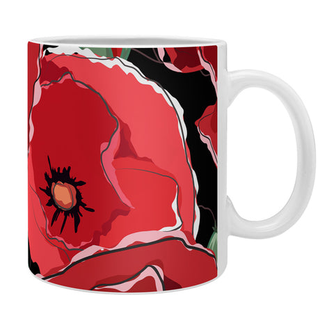 Belle13 Red Poppies On Black Coffee Mug