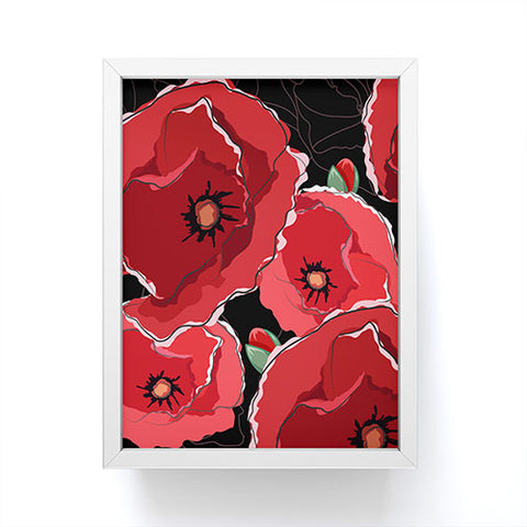 Belle13 Red Poppies On Black Framed Mini Art Print