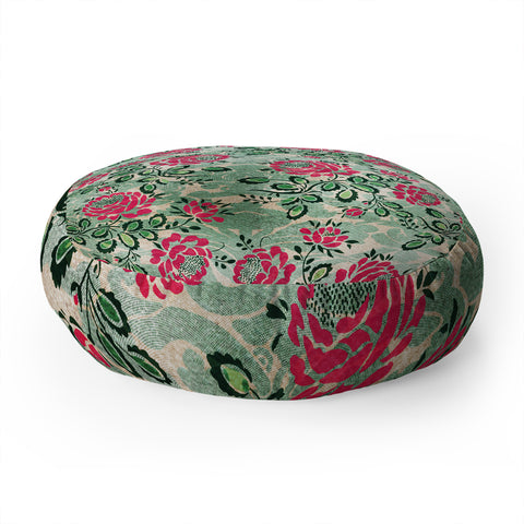 Belle13 Retro French Floral Pattern Floor Pillow Round