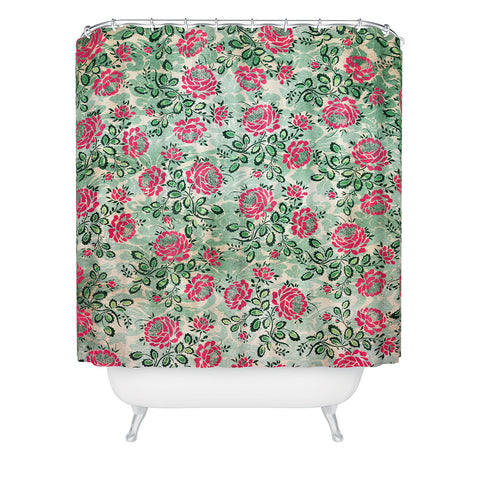 Belle13 Retro French Floral Pattern Shower Curtain