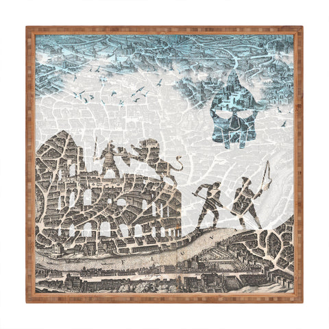 Belle13 Rome Vintage Map Square Tray