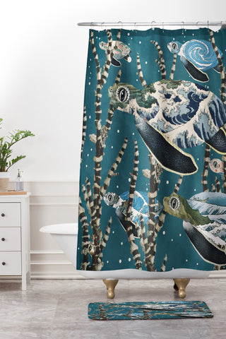 Belle13 Sea Turtle Migration Shower Curtain And Mat