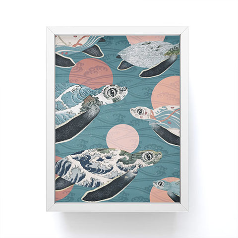 Belle13 Sea Turtle Polka Framed Mini Art Print
