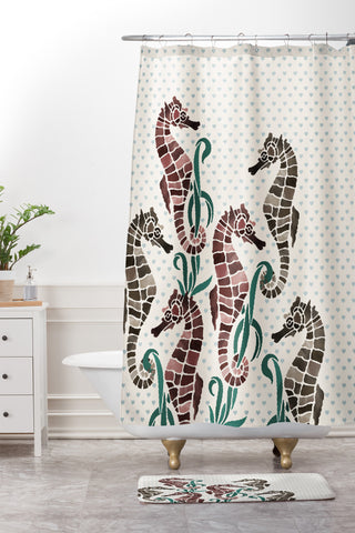 Belle13 Seahorse Love Shower Curtain And Mat