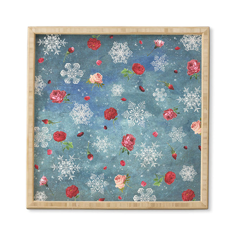 Belle13 Snow and Roses Framed Wall Art