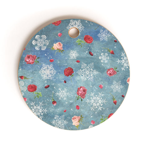 Belle13 Snow and Roses Cutting Board Round