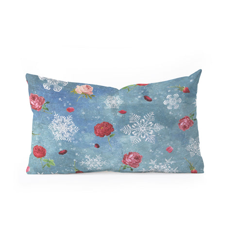 Belle13 Snow and Roses Oblong Throw Pillow