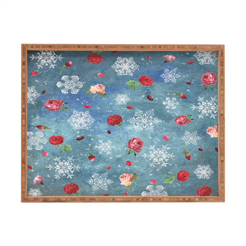 Belle13 Snow and Roses Rectangular Tray