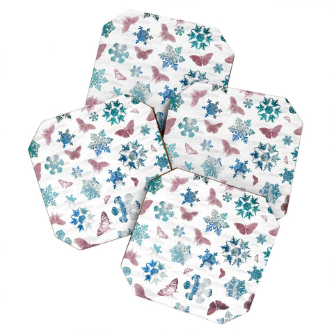 Belle13 Snowflakes and Butterflies Coaster Set
