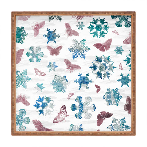 Belle13 Snowflakes and Butterflies Square Tray