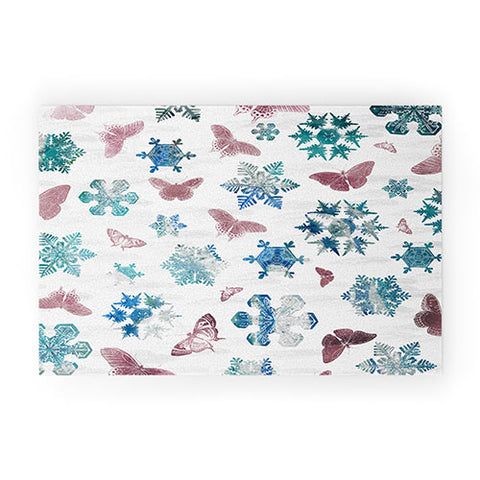 Belle13 Snowflakes and Butterflies Welcome Mat