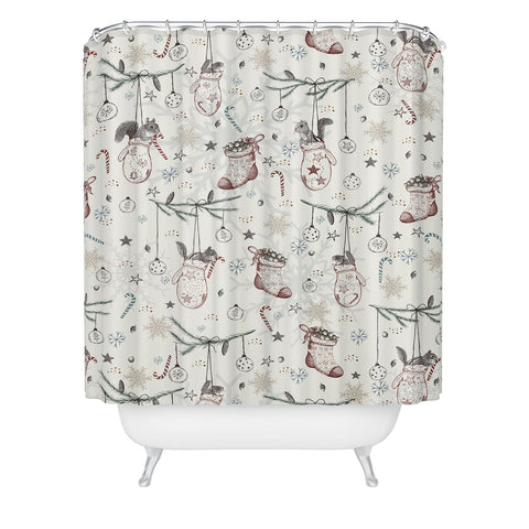 Belle13 Squirrel Heavenly Christmas Shower Curtain