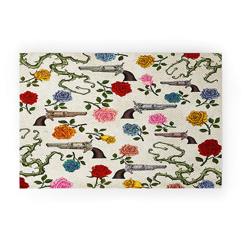Belle13 Sweet Guns And Roses Welcome Mat