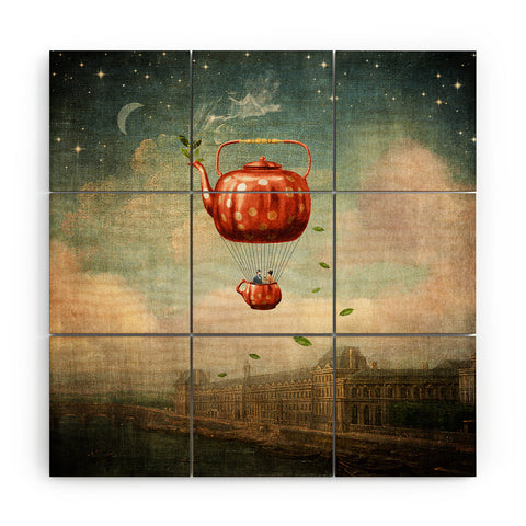 Belle13 Tea for Two at Dusk Wood Wall Mural