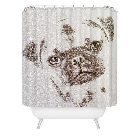 Belle13 The Intellectual Pug Shower Curtain