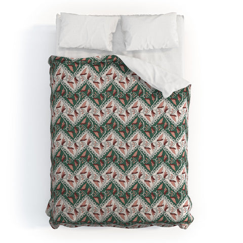 Belle13 Traditional Floral Chevron Comforter