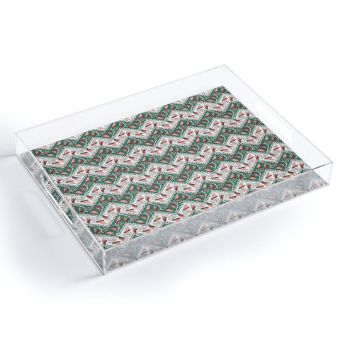 Belle13 Traditional Floral Chevron Acrylic Tray