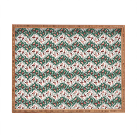 Belle13 Traditional Floral Chevron Rectangular Tray