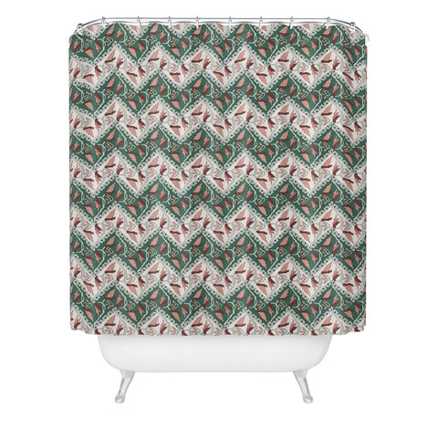 Belle13 Traditional Floral Chevron Shower Curtain