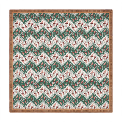 Belle13 Traditional Floral Chevron Square Tray