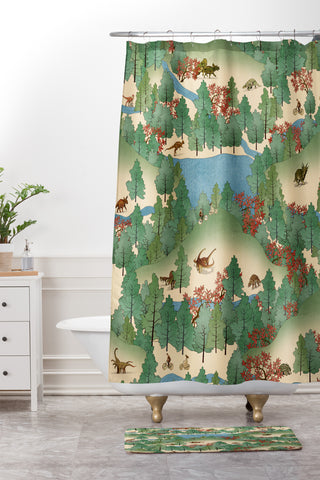 Belle13 Travelling Through Jurassic Shower Curtain And Mat