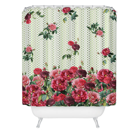 Belle13 Vintage Rose Pattern Shower Curtain