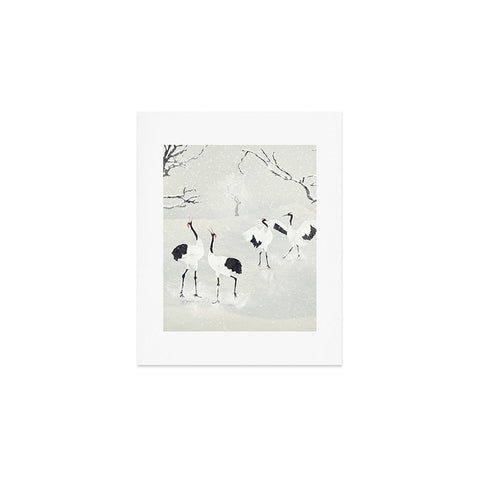 Belle13 Winter Love Dance Of Japanese Cranes Art Print