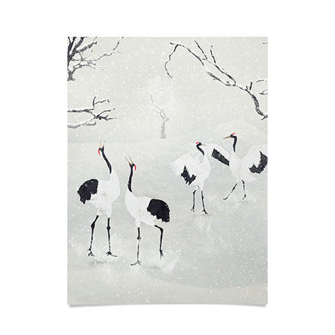 Belle13 Winter Love Dance Of Japanese Cranes Poster