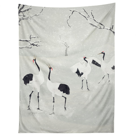 Belle13 Winter Love Dance Of Japanese Cranes Tapestry