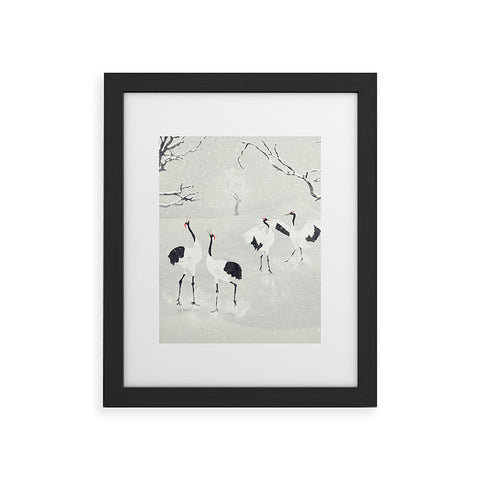 Belle13 Winter Love Dance Of Japanese Cranes Framed Art Print