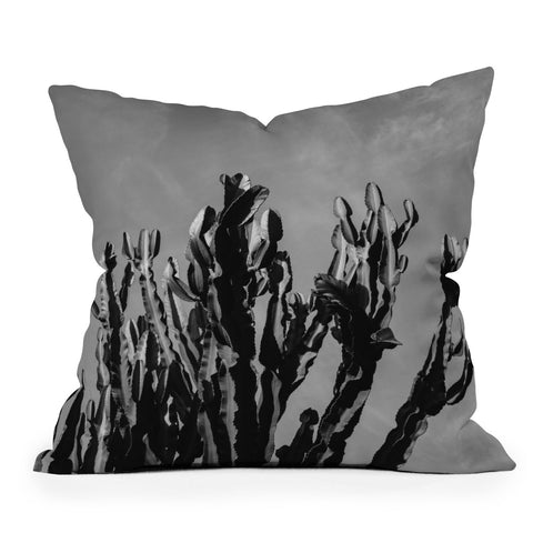 Bethany Young Photography Monochrome Cactus Sky Throw Pillow