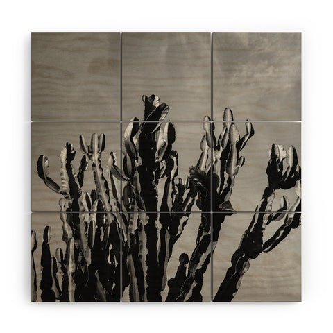 Bethany Young Photography Monochrome Cactus Sky Wood Wall Mural