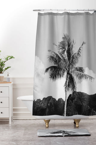 Bethany Young Photography Monochrome Hawaiian Palm Shower Curtain And Mat