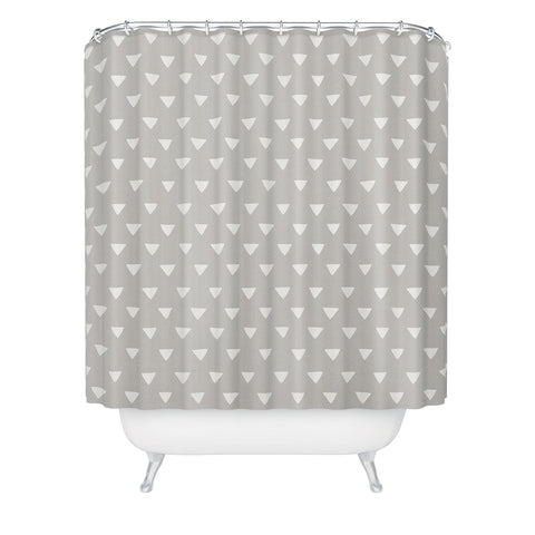 Bianca Green Geometric Confetti Grey Shower Curtain