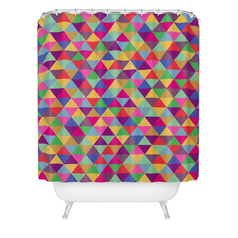 Bianca Green In Love With Triangles Shower Curtain