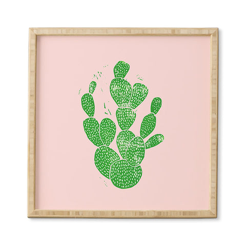 Bianca Green Linocut Cacti 1 Framed Wall Art