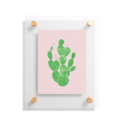Bianca Green Linocut Cacti 1 Floating Acrylic Print