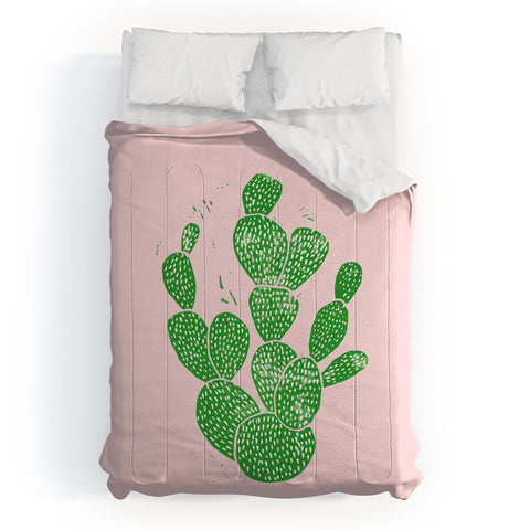 Bianca Green Linocut Cacti 1 Comforter