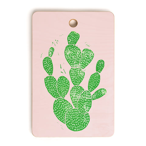 Bianca Green Linocut Cacti 1 Cutting Board Rectangle
