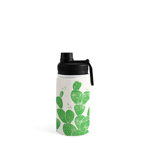 Bianca Green Linocut Cacti 1 Family Water Bottle