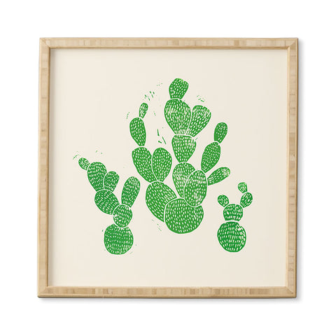 Bianca Green Linocut Cacti 1 Family Framed Wall Art